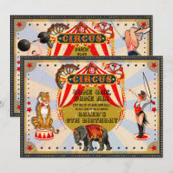 Circus verjaardagsfeestje in retro stijl kaart