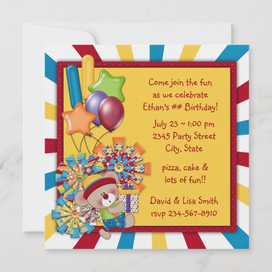 Circus Verjaardagsfeestje Kaart (Achterkant)