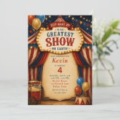 Circus Verjaardagsfeestje Kaart (Staand voorkant)