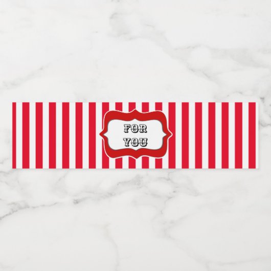 Circus verjaardagsfeestje kinder feeststrepen waterfles etiket (Enkel label)