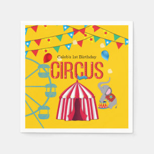 Circus verjaardagsfeestje leuk geel kleurrijk fees servetten
