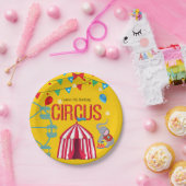 Circus Verjaardagsfeestje Leuk Geel Kleurrijk Papieren Bordje (Feest)