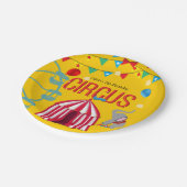 Circus Verjaardagsfeestje Leuk Geel Kleurrijk Papieren Bordje (Gekanteld)