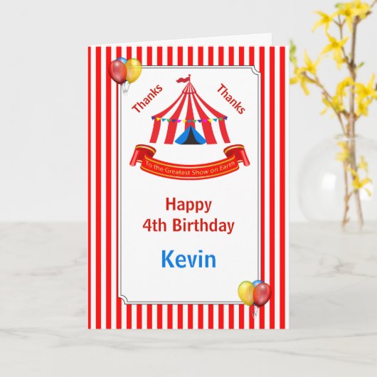 Circus verjaardagsfeestje rood kaart (Gele Bloem)