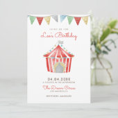 Circus Verjaardagsfeestuitnodiging Kaart (Staand voorkant)