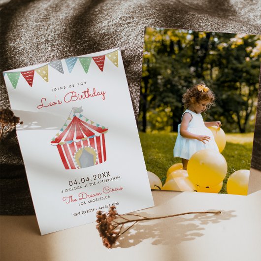 Circus Verjaardagsfeestuitnodiging Kaart