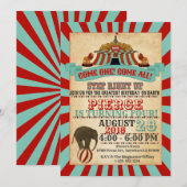 Circus Verjaardagsfeestuitnodiging Kaart (Voorkant / Achterkant)