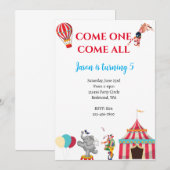 Circus verjaardagsuitnodiging | Carnaval uitnodigi Kaart (Voorkant / Achterkant)
