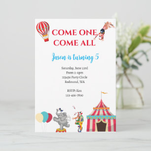 Circus verjaardagsuitnodiging   Carnavalsuitnodigi Kaart