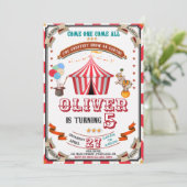 Circus verjaardagsuitnodiging  Carnival kinderen Kaart (Staand voorkant)