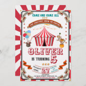 Circus verjaardagsuitnodiging  Carnival kinderen Kaart (Voorkant / Achterkant)