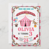 Circus verjaardagsuitnodiging  Festival kinder Kaart (Voorkant)