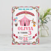 Circus verjaardagsuitnodiging  Festival kinder Kaart (Staand voorkant)