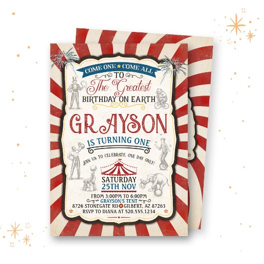  Circus Verjaardagsuitnodiging Kaart