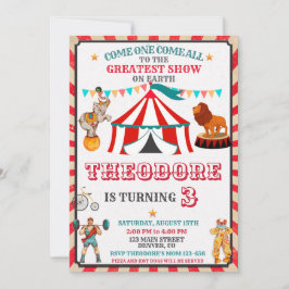 Circus verjaardagsuitnodiging - Vintage Big Top-fe Kaart