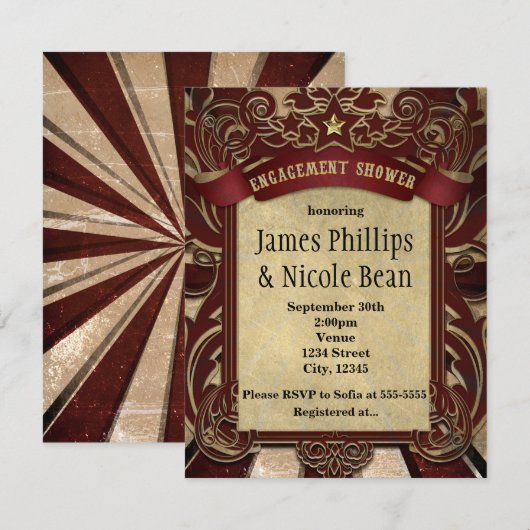  Circus Verloving Douche Uitnodiging (Voorkant / Achterkant)