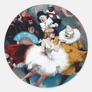 Circus vintage poster ballerina honden trapez ronde sticker