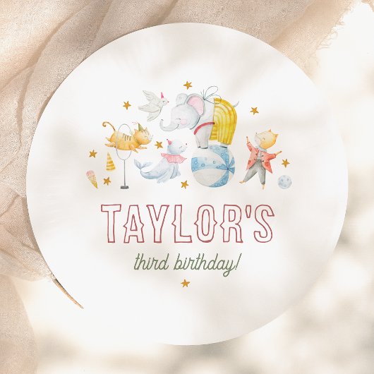 circus | Waterverf Carnaval Verjaardagsfeest Papieren Bordje