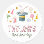 circus | Waterverf Carnaval Verjaardagsfeest Ronde Sticker (Voorkant)