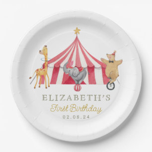 Circus Waterverf Verjaardag schattige dieren Papieren Bordje