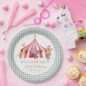 Circus Waterverf Verjaardag schattige dieren Papieren Bordje (Feest)