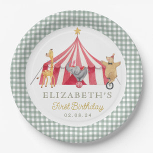 Circus Waterverf Verjaardag schattige dieren Papieren Bordje