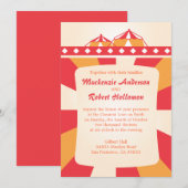 Circus Wedding Invitting - Rood en Sinaasappel Kaart (Voorkant / Achterkant)
