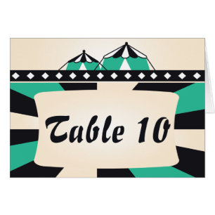 Circus Wedding Table Number Kaart - zwart en Blauw