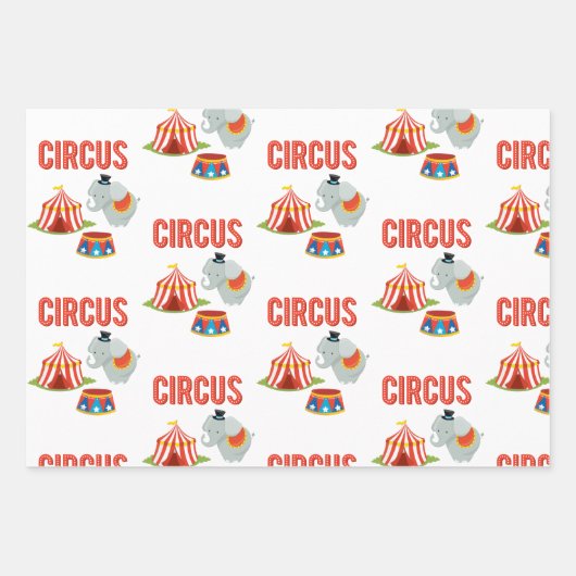 Circus Wrapping Paper Flat Sheet Set van 3 (Voorkant 2)