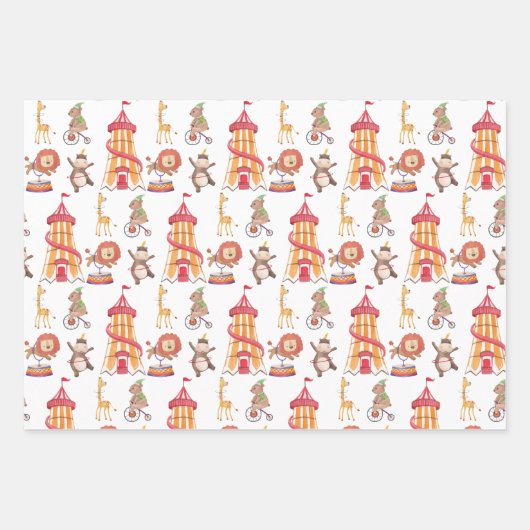 Circus Wrapping Paper Flat Sheet Set van 3 (Voorkant 3)