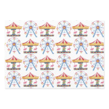 Circus Wrapping Paper Flat Sheet Set van 3