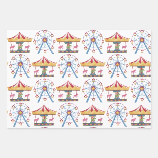 Circus Wrapping Paper Flat Sheet Set van 3 (Voorkant)
