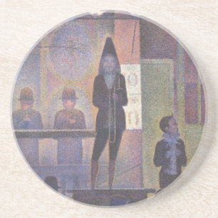 Circus Zijshow door Georges Seurat, Vintage Kunst Zandsteen Onderzetter