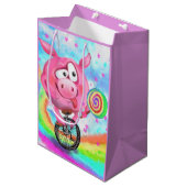 Circusacrobaat Varkenscadeautasche Grappig Medium Cadeauzakje (Voorkant Gekanteld)