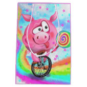 Circusacrobaat Varkenscadeautasche Grappig Medium Cadeauzakje (Achterkant)