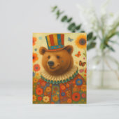 Circusbeer in bloemen briefkaart (Staand voorkant)