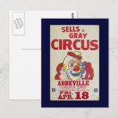 circuscellen & grijze Circus- Briefkaart (Voorkant / Achterkant)