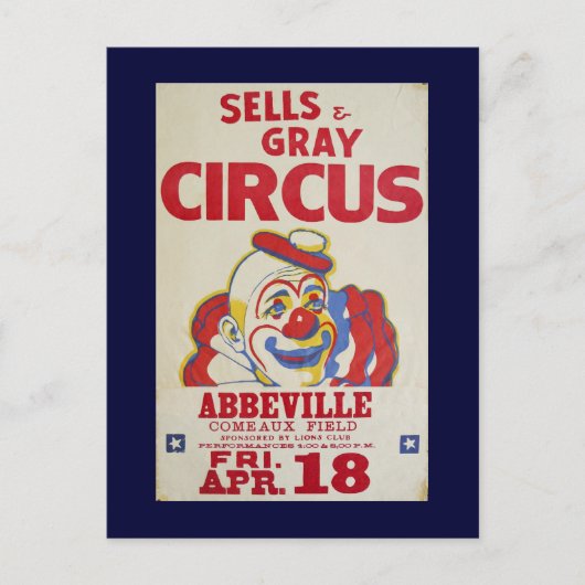 circuscellen & grijze Circus- Briefkaart (Voorkant)