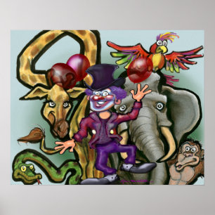 Circusclown en Dieren Poster