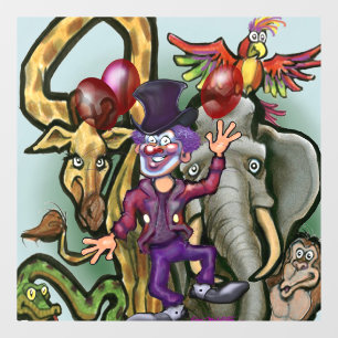 Circusclown en Dieren  Raamsticker