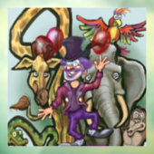 Circusclown en Dieren Raamsticker (Vel 3)