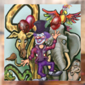 Circusclown en Dieren Raamsticker (Vel 2)