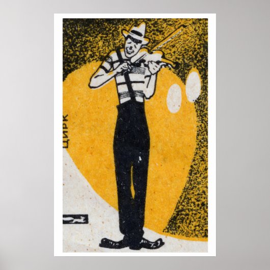 Circusclown Vioolspelend Kunstprint van Luciferdoo Poster (Voorkant)