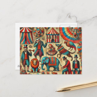  circusdieren collage briefkaart