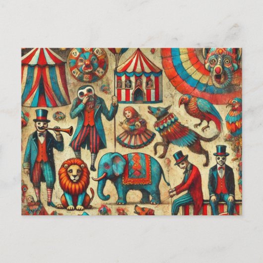  circusdieren collage briefkaart (Voorkant)