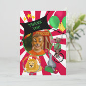 Circusdieren Kinderen Plat Dankkaart Bedankkaart (Staand voorkant)