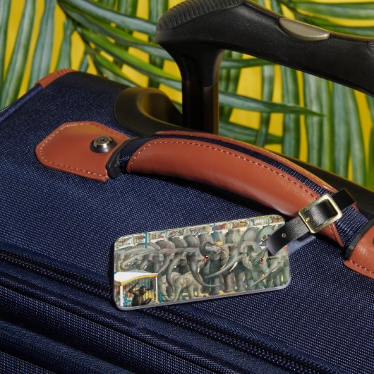 Circusdieren van olifanten en Posters in kooien Bagagelabel (Voorkant Insitu 3)