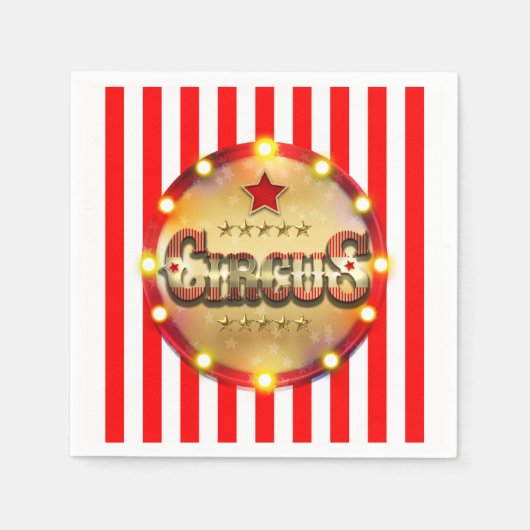 Circusfeest evenement Rood Wit Goud Gestreept Chic Servetten (Voorkant)