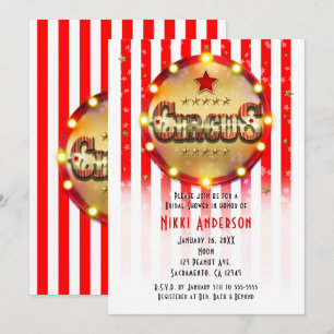 Circusfeest evenement rood wit goud gestreept kaart
