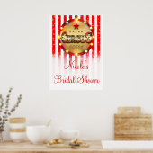 Circusfeest Rood Wit Goud Gestreepte Banner Poster (Keuken)